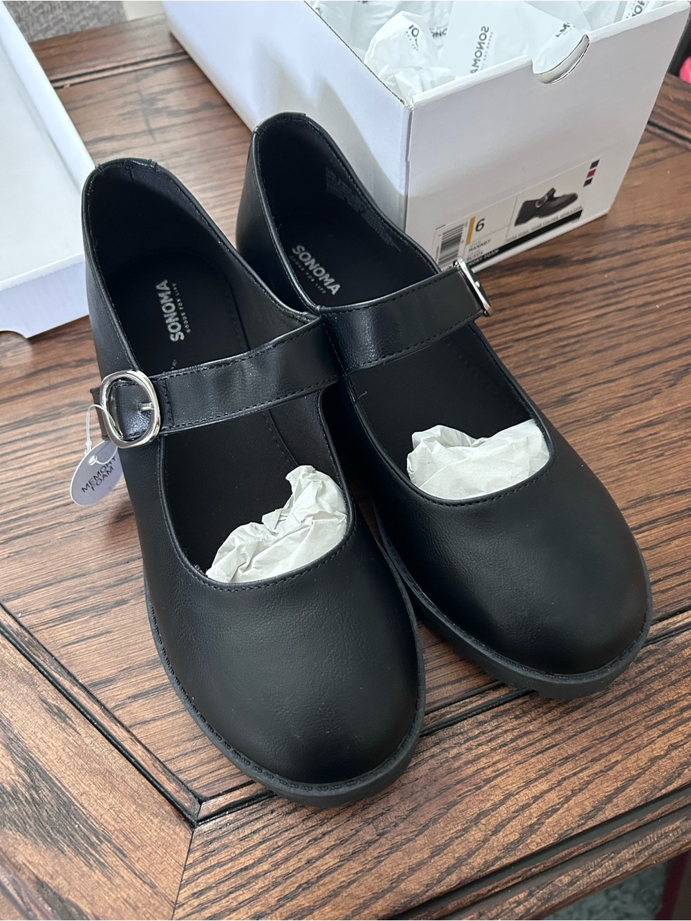 NWT Sonoma Black Mary Jane Strap Flats